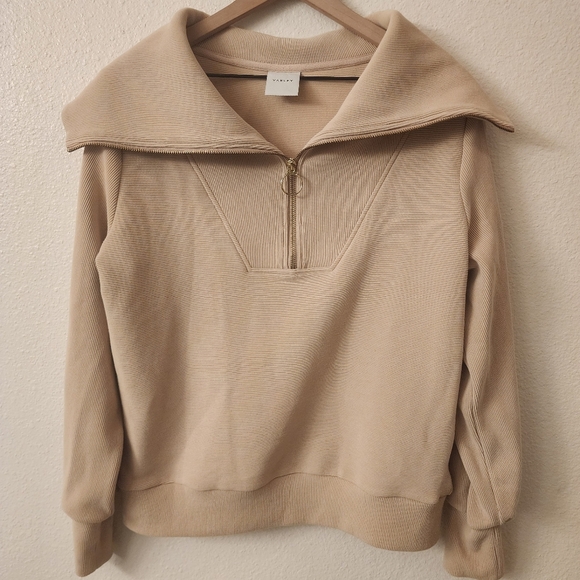 Varley Vine Half Zip Taupe Marl Pullover Sweatshirt Womens Small - Picture 1 of 10
